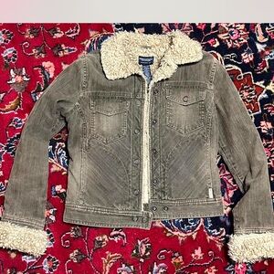 Abercrombie & Fitch Brown Cream Sherpa-Lined Jean Jacket